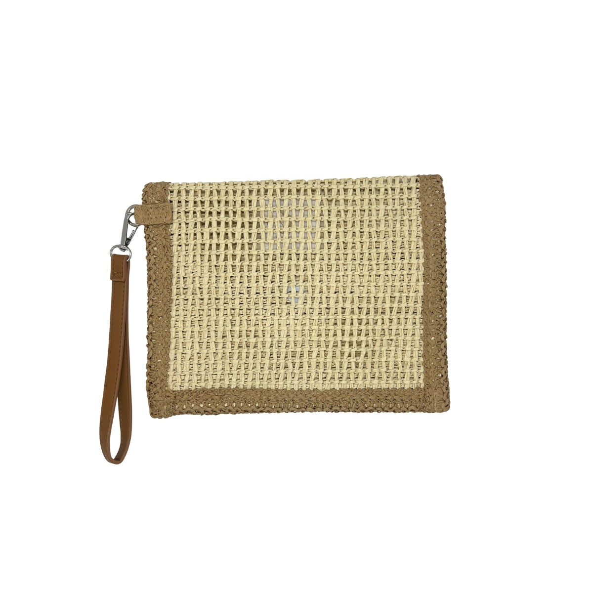 Orange Evil Eye Straw Clutch Bag