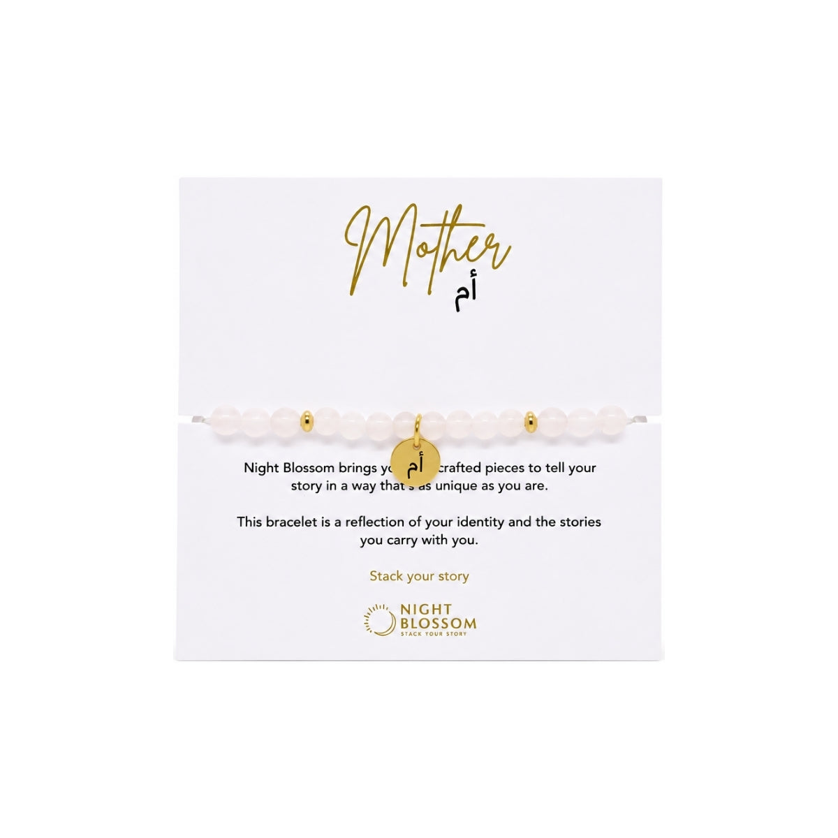 Night Blossom White Quartz Mother Arabic Bracelet