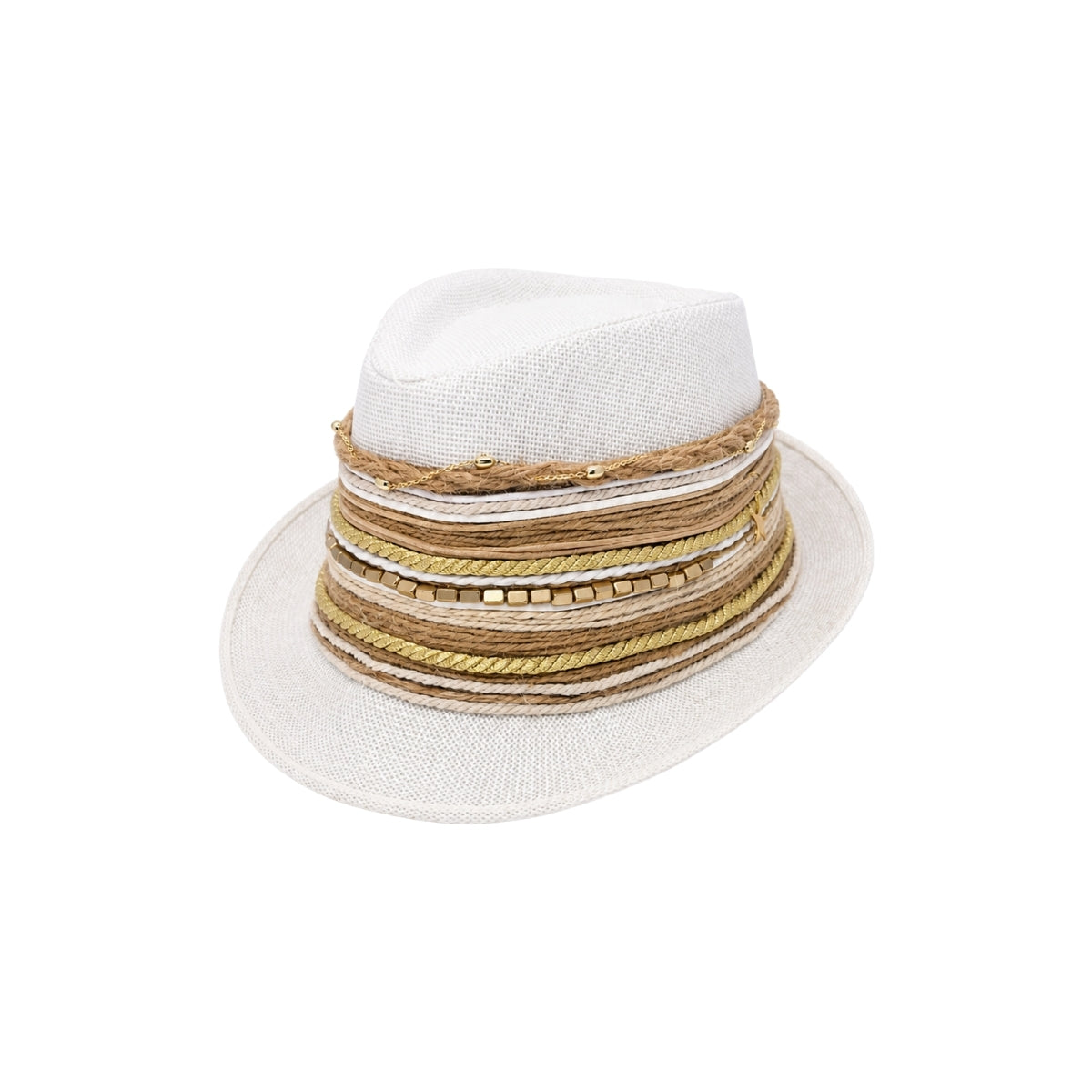 NN Design Boho Desert Wrap White Fedora Hat