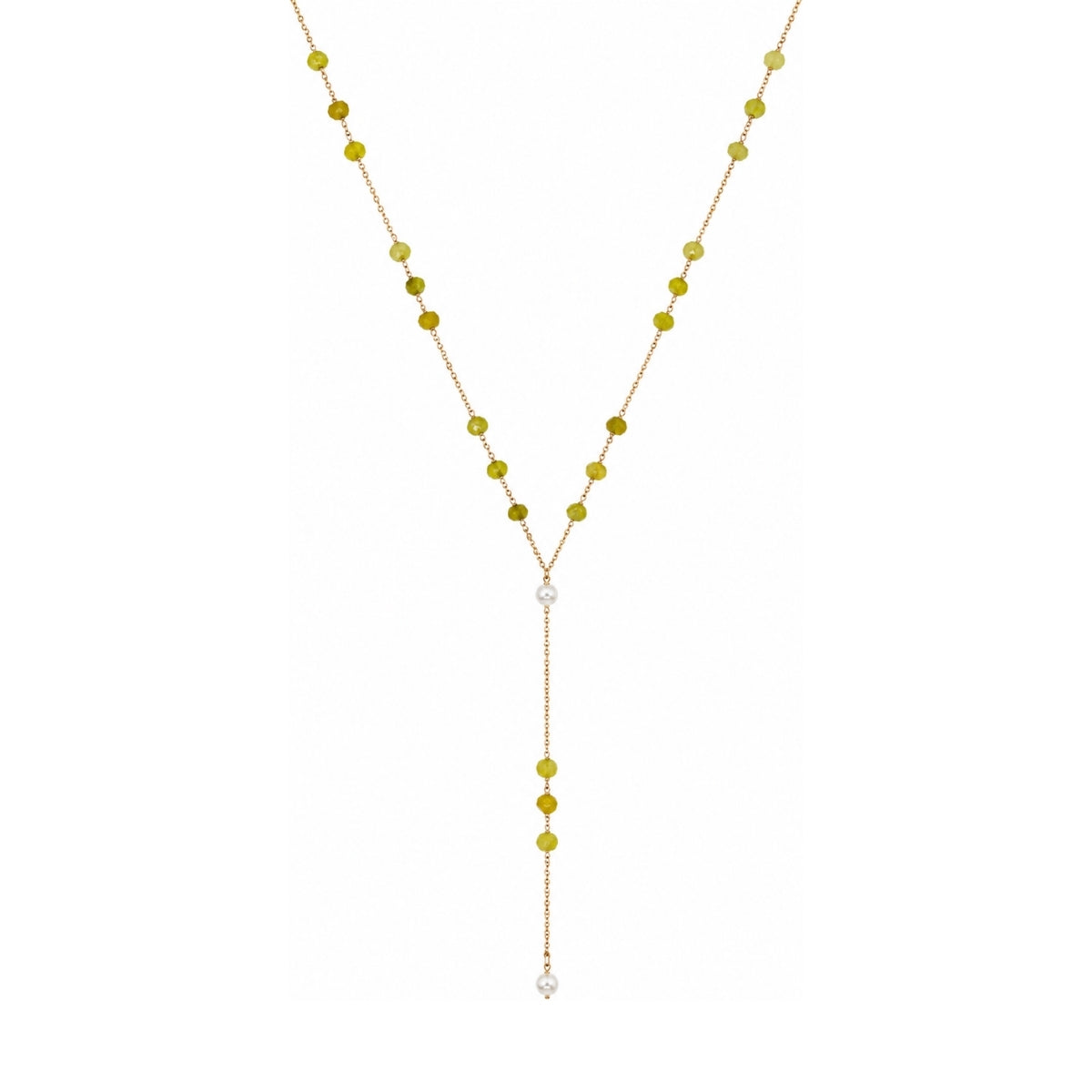 Rima Design Yellow Bead & Pearl Lariat Necklace