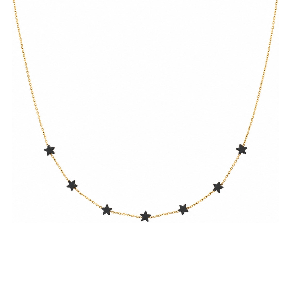 Rima Design Tiny Black Star Station Necklace