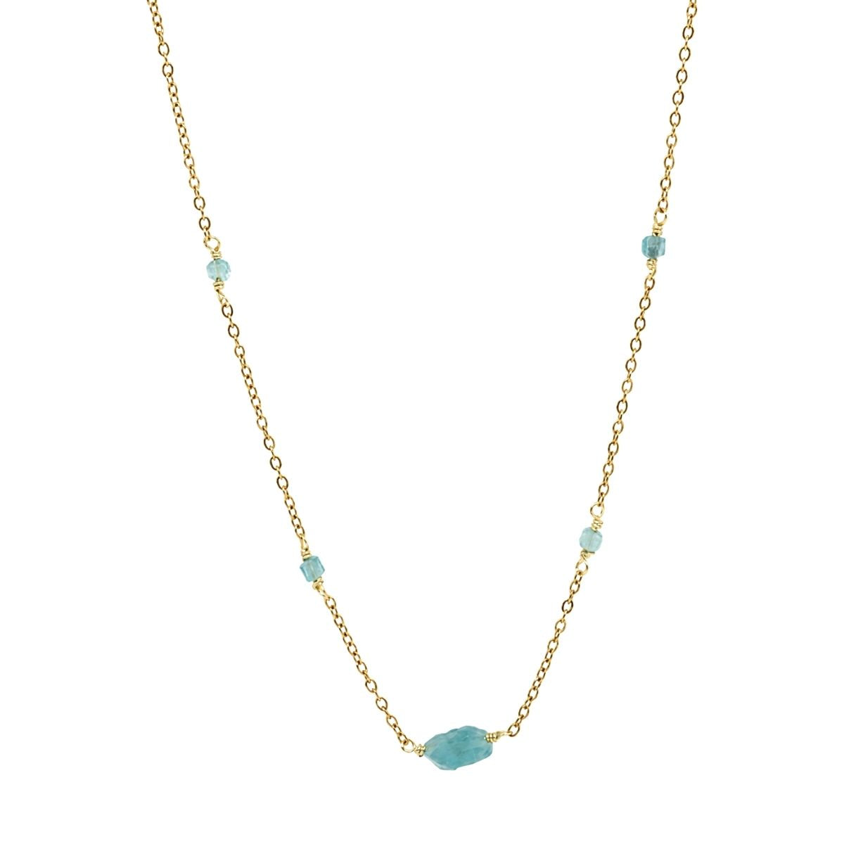 Raw Blue Apatite Gemstone Station Necklace
