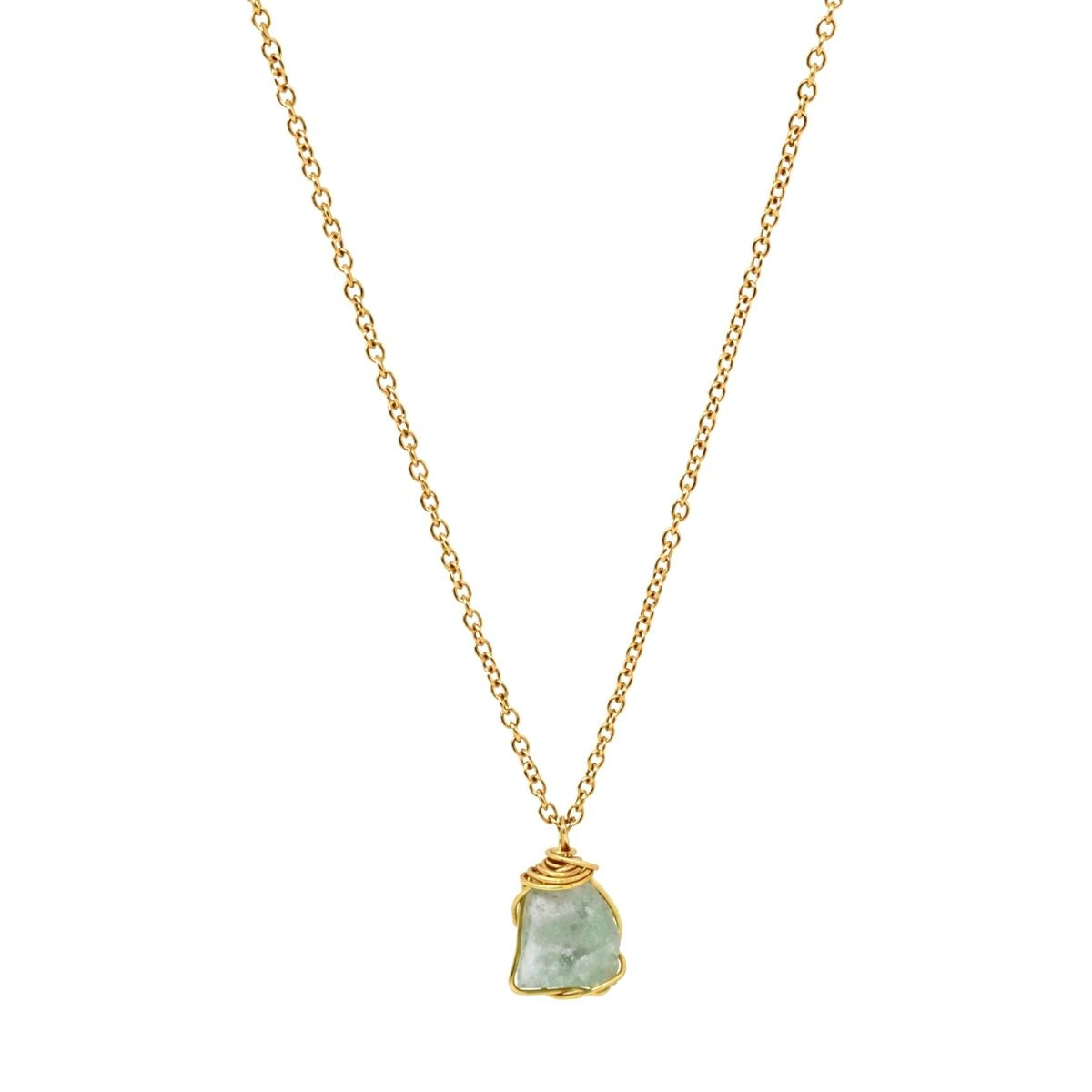 Raw Aquamarine Gemstone Wire Wrapped Pendant Necklace