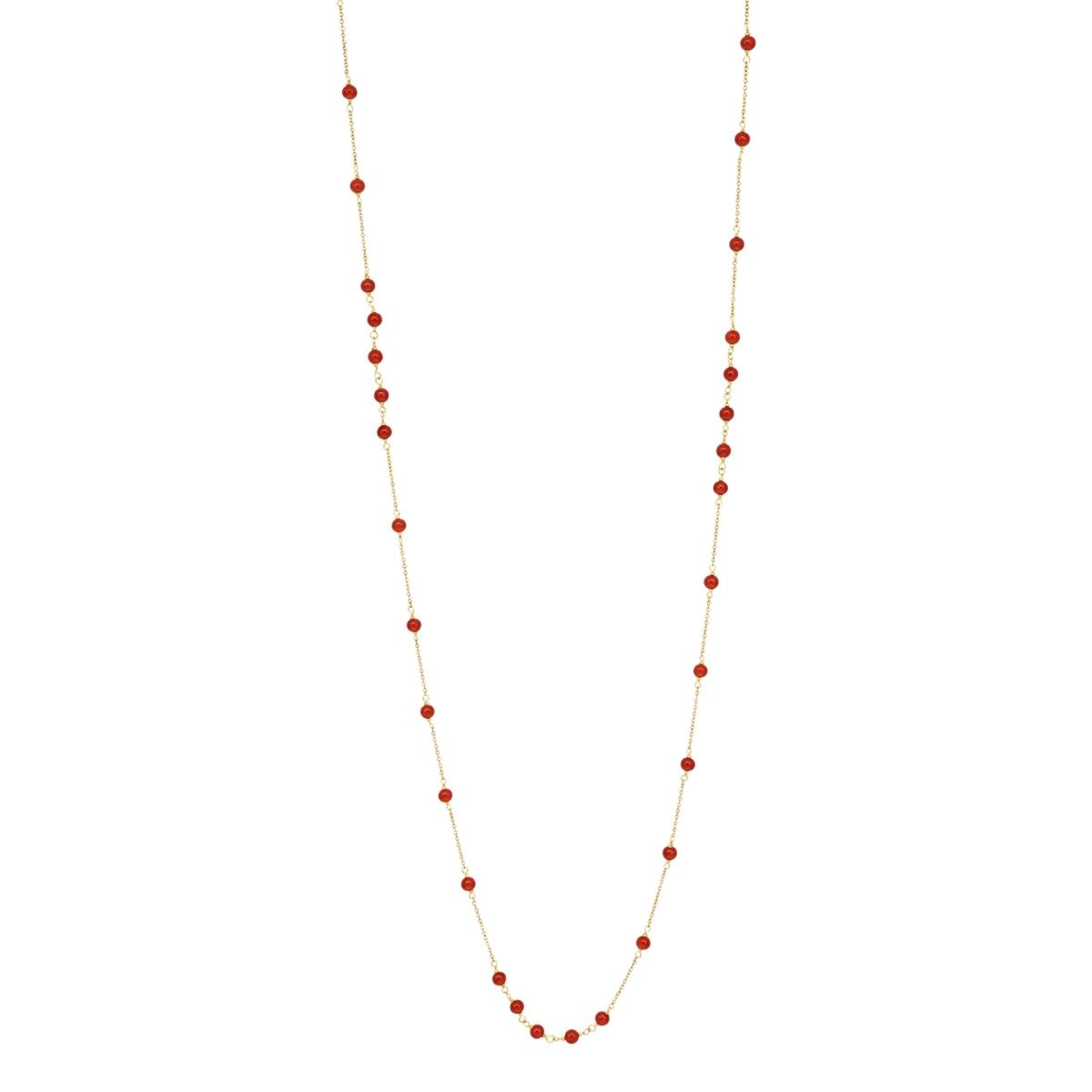 Carnelian Gemstone Beaded Station Long Necklace