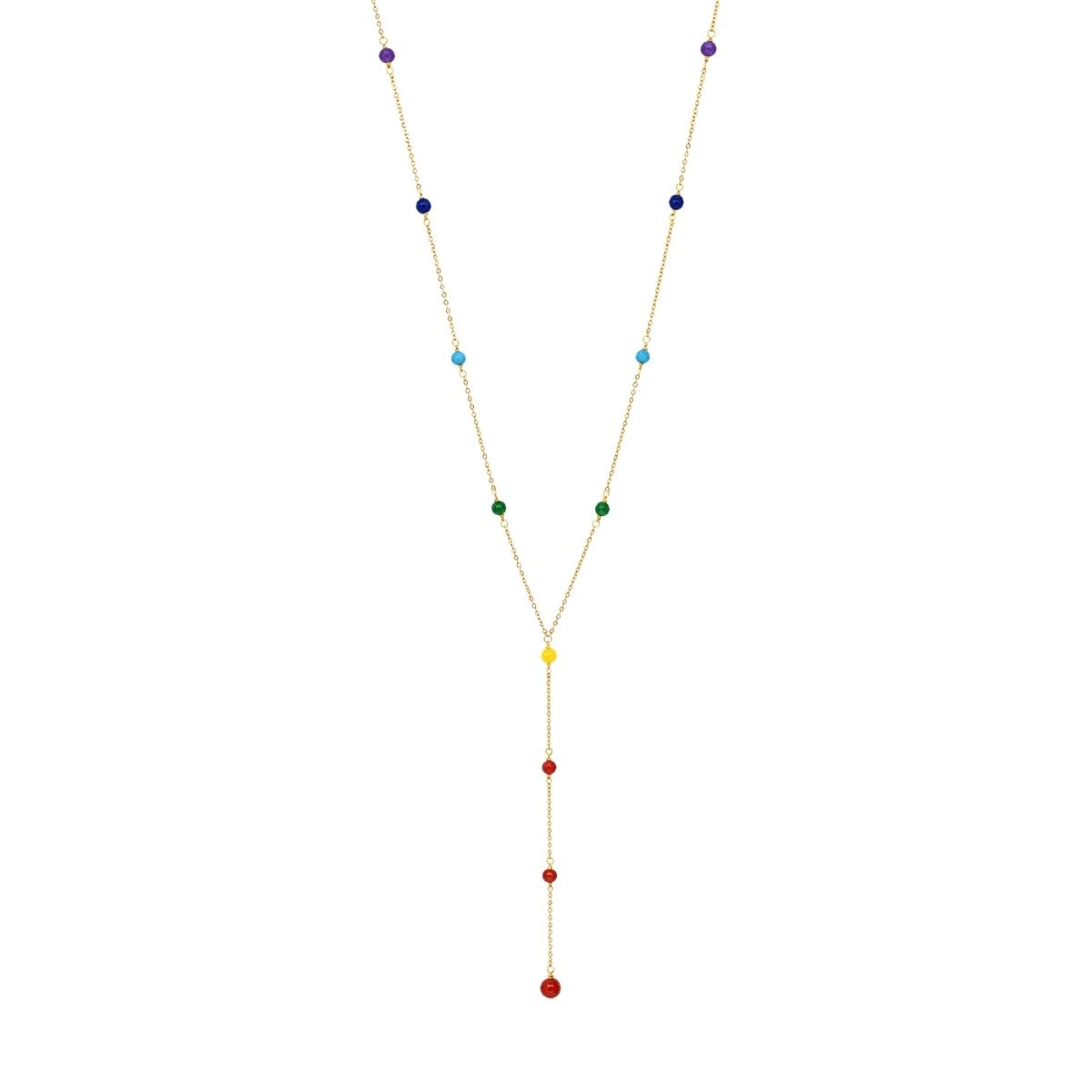 Chakra Gemstone Beaded Lariat Long Necklace