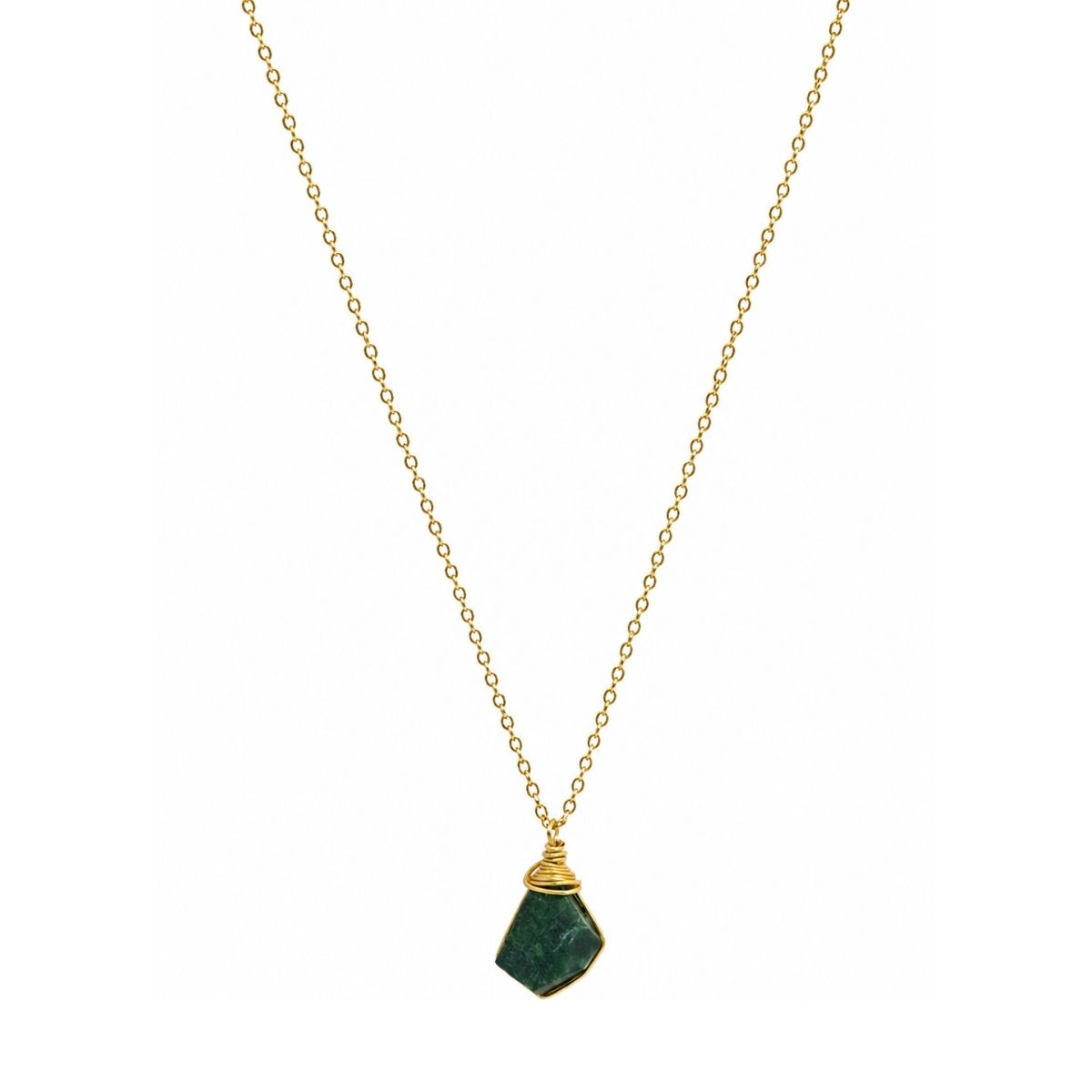 Raw Malachite Gemstone Wire Wrapped Pendant Necklace
