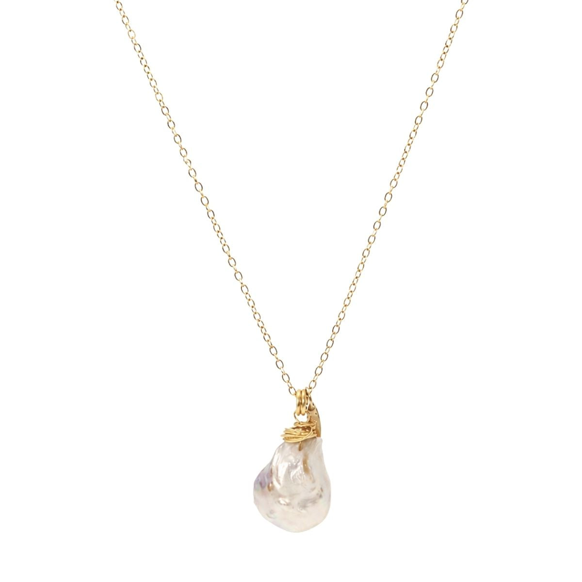 Baroque Pearl Wire Wrapped Pendant Long Necklace