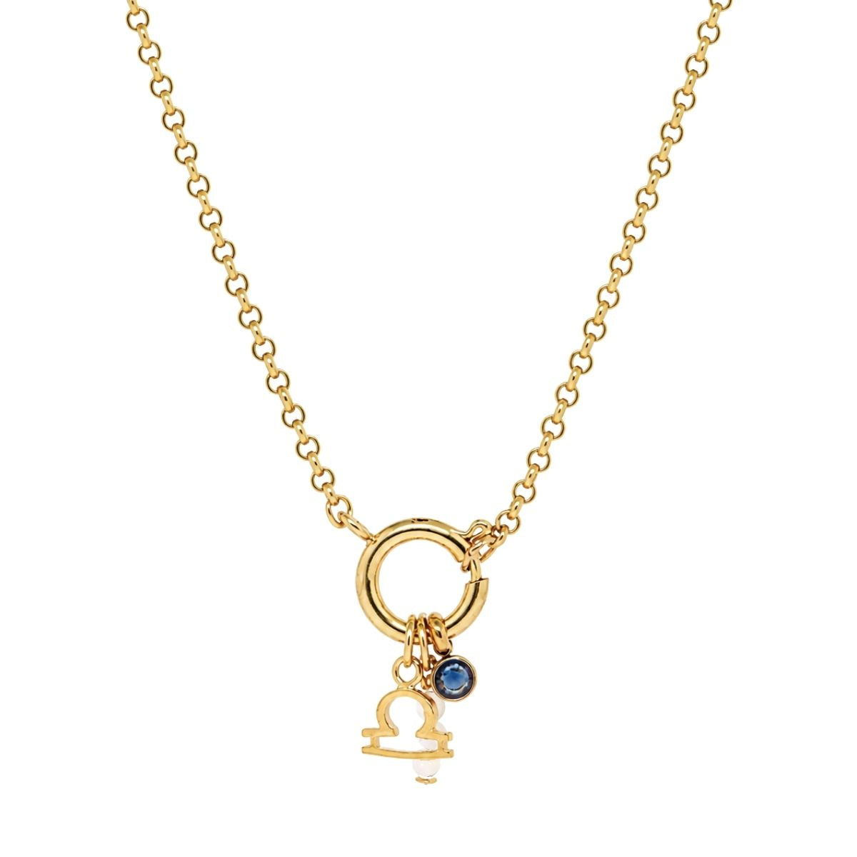 Libra Zodiac Sapphire Birthstone Charm Necklace