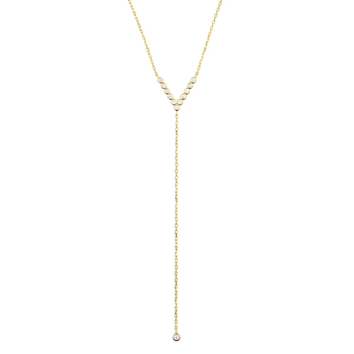 V Lariat Crystal Necklace
