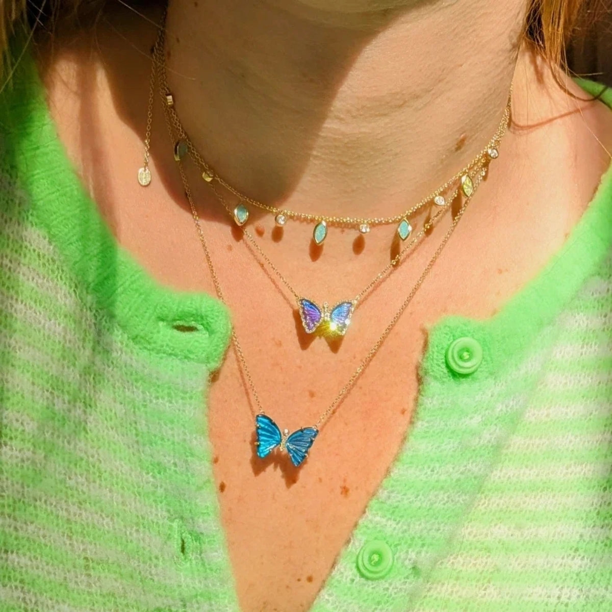 White Opal Drops of Spring Necklace