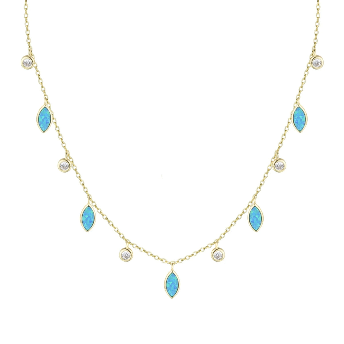 Blue Green Opal Drops of Spring Necklace