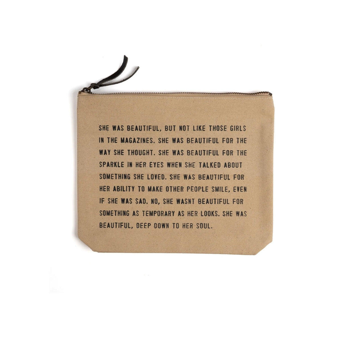 Sugarboo & Co She Was Beautiful Flax Color Canvas Zip Pouch