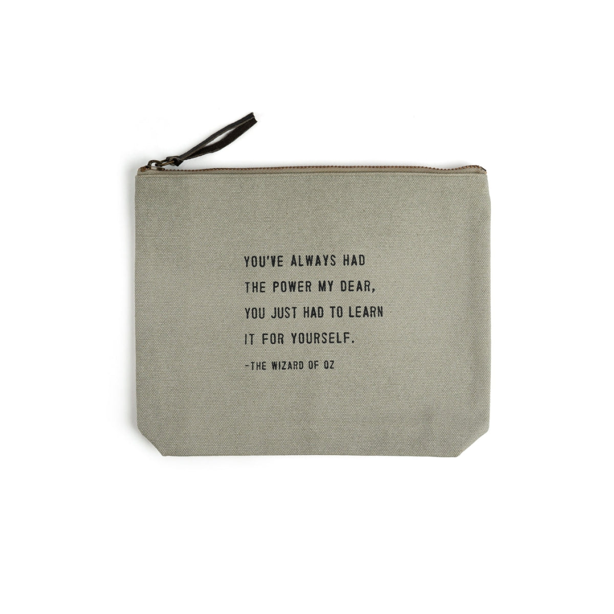 Sugarboo & Co The Wizard of Oz Quote Sage Color Canvas Zip Pouch