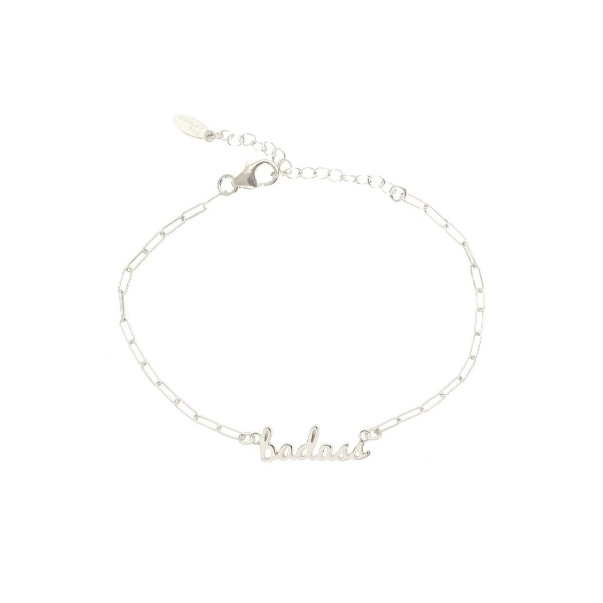 Silver Badass Script Bracelet