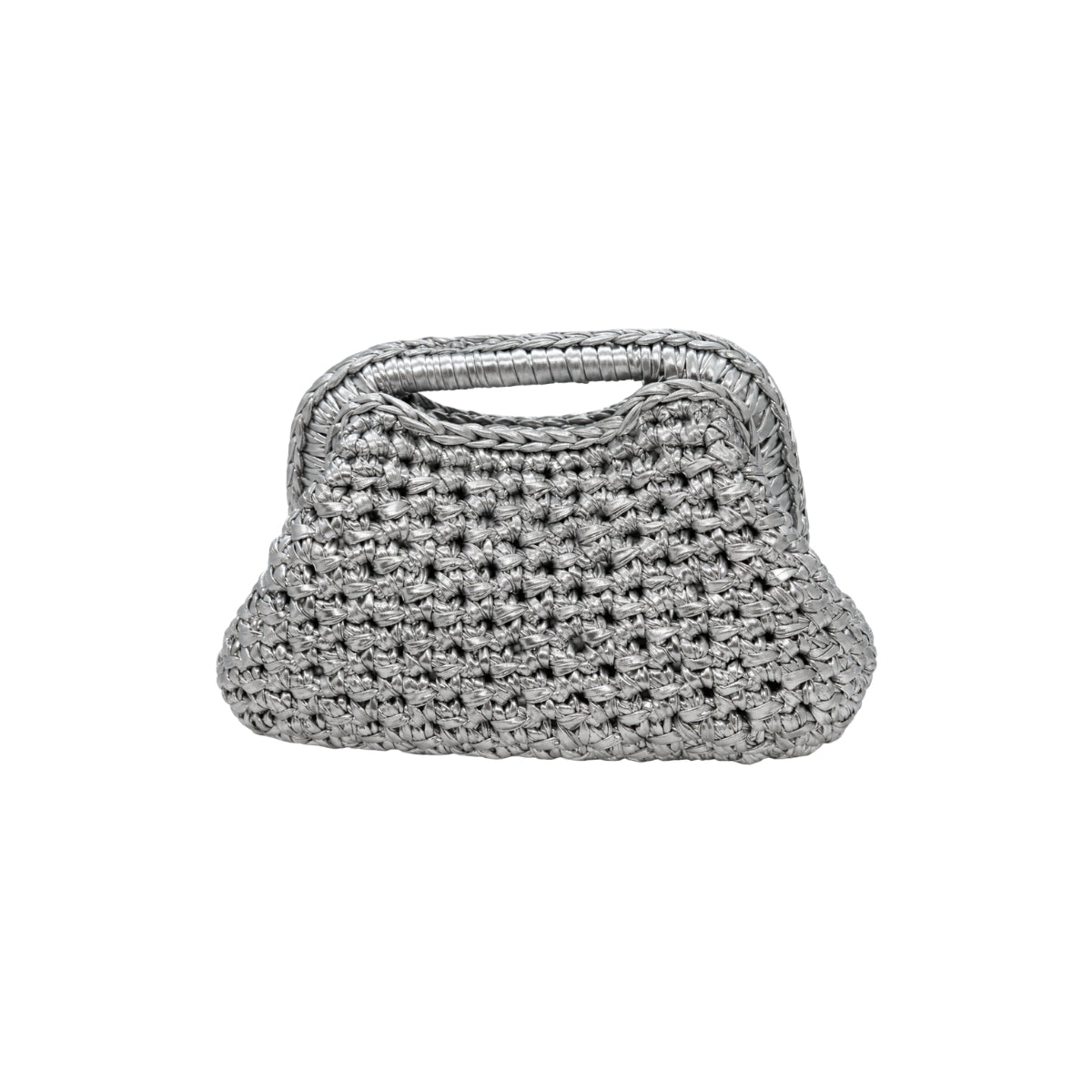Get Over It Recta Metallic Silver Leather Crochet Clutch Bag