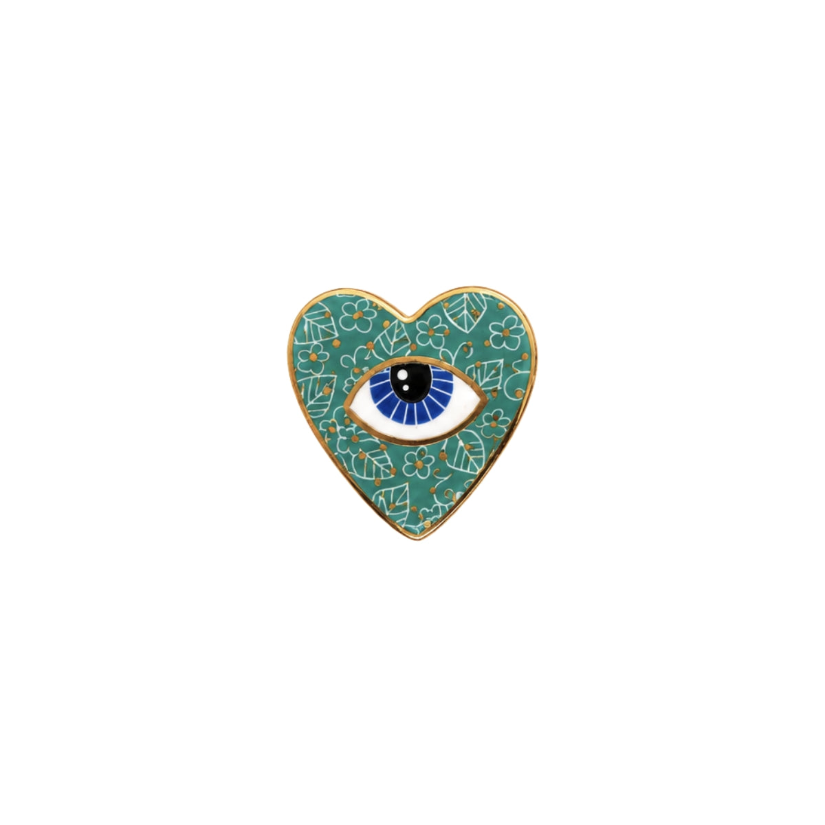 Noorena Teal Heart Evil Eye Ceramic Magnet
