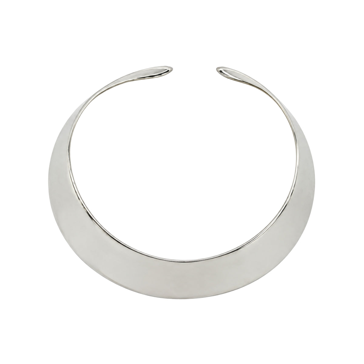 You & Eye Silver Plated Wide Band Open Collar Choker