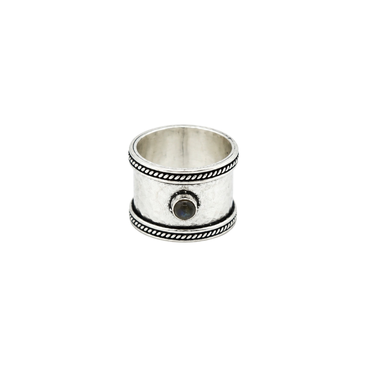 You & Eye Labradorite Hammered Wide Band Ring