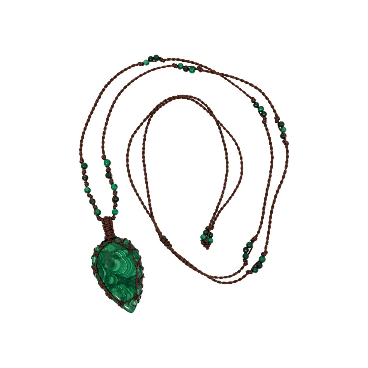 You & Eye Medium Teardrop Malachite Macrame Wrap Necklace