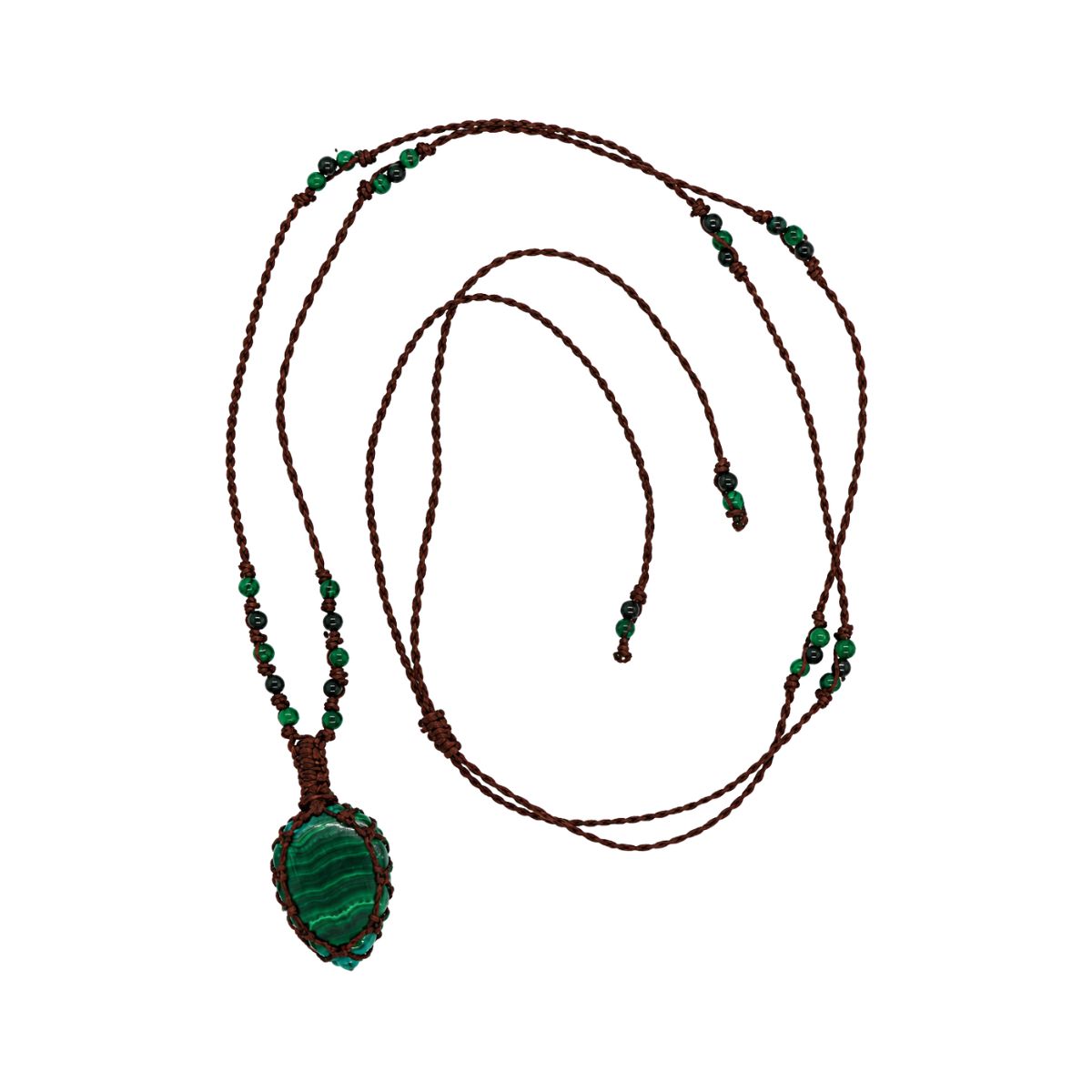 You & Eye Small Teardrop Malachite Macrame Wrap Necklace