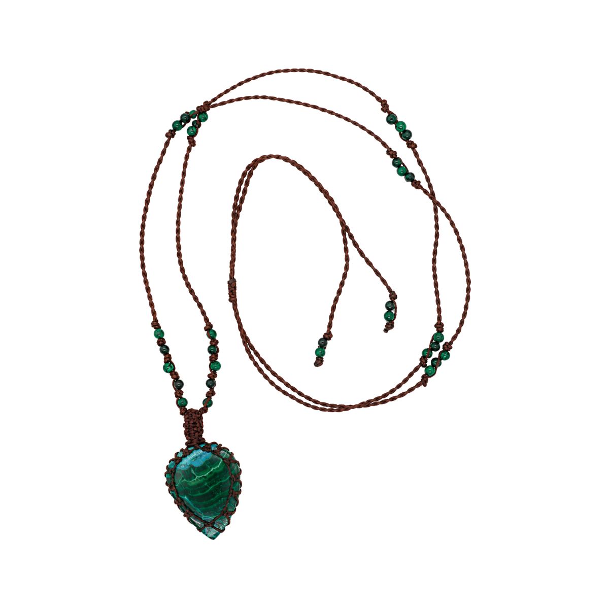 You & Eye Teardrop Malachite Macrame Wrap Necklace