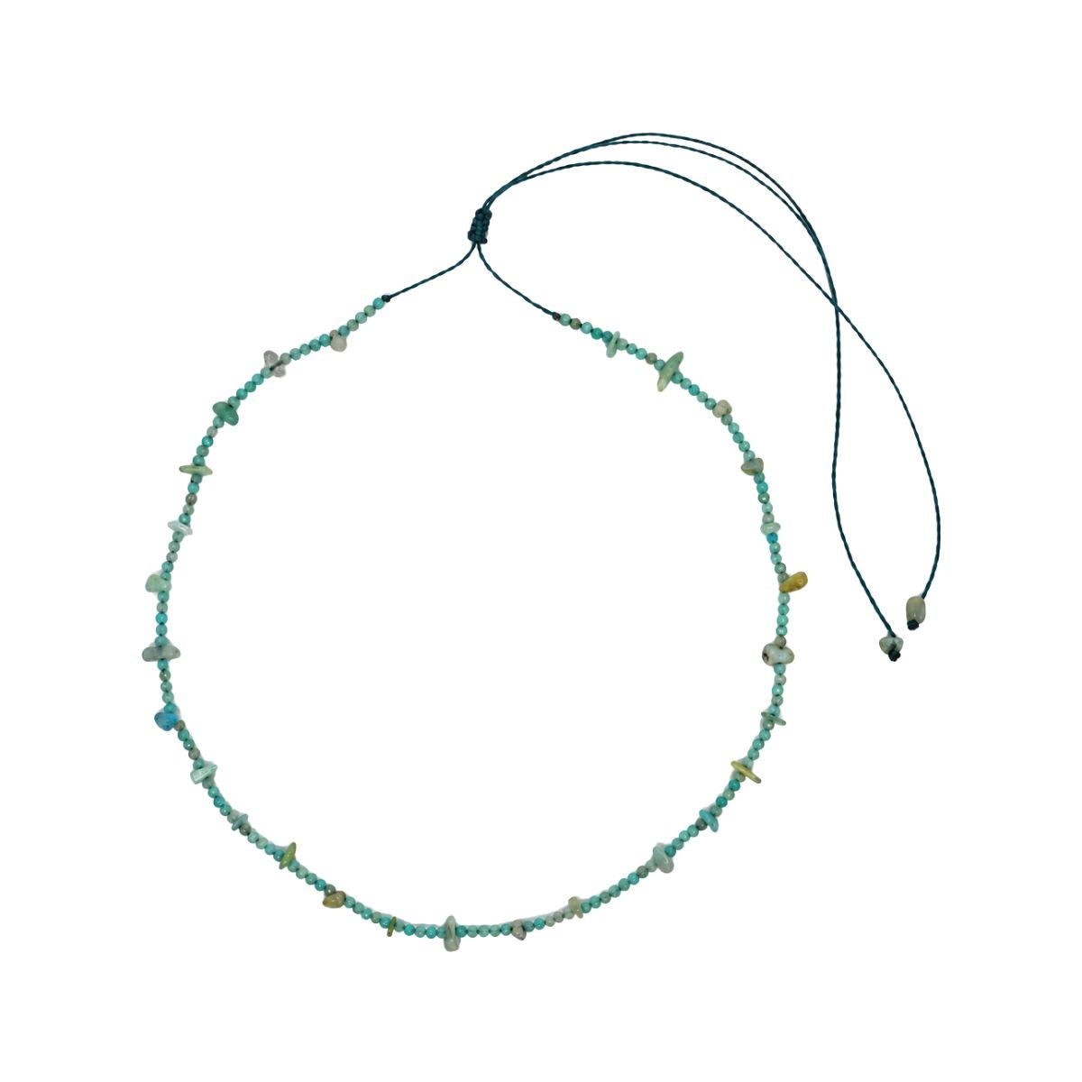 You & Eye Amazonite Chip Beaded Thread Necklace