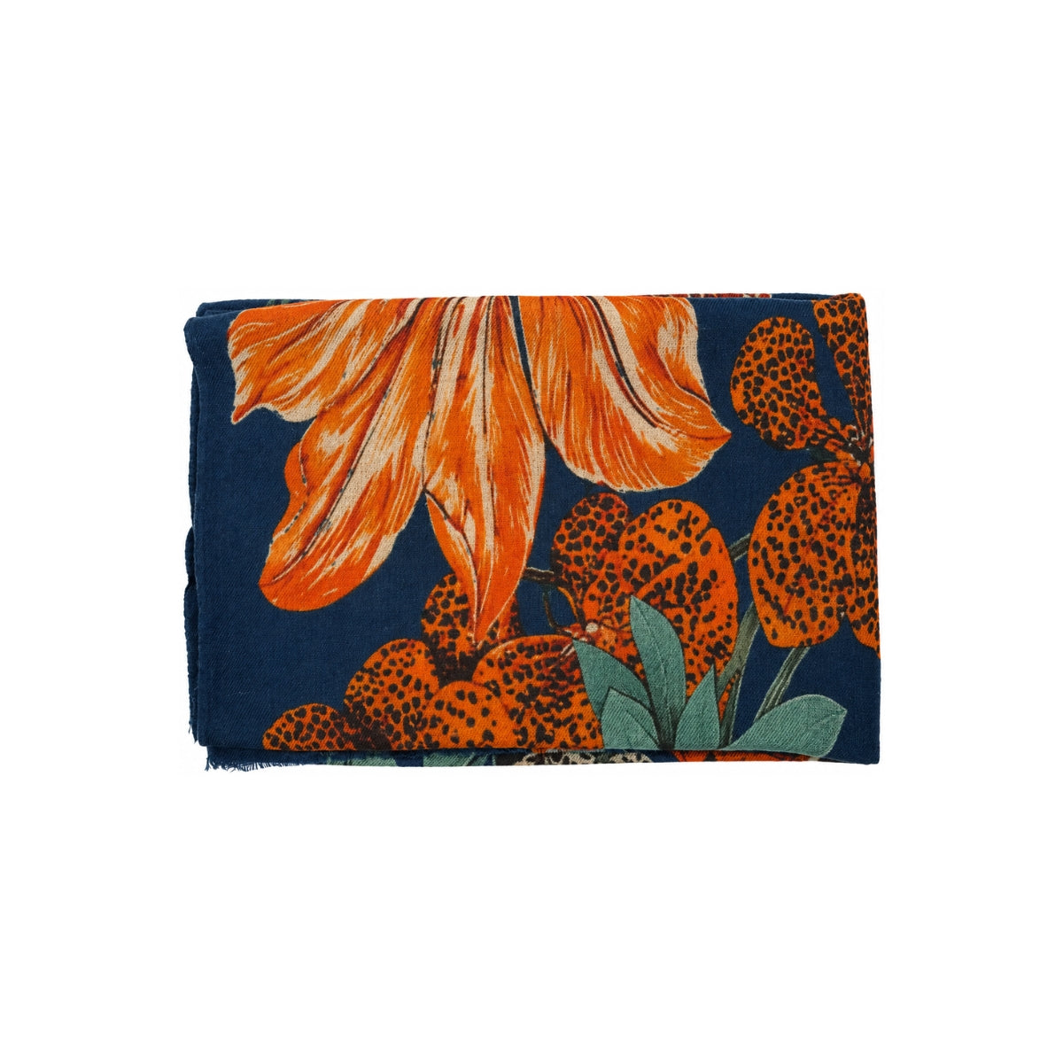 Cheetah with Exotic Flowers Scarf