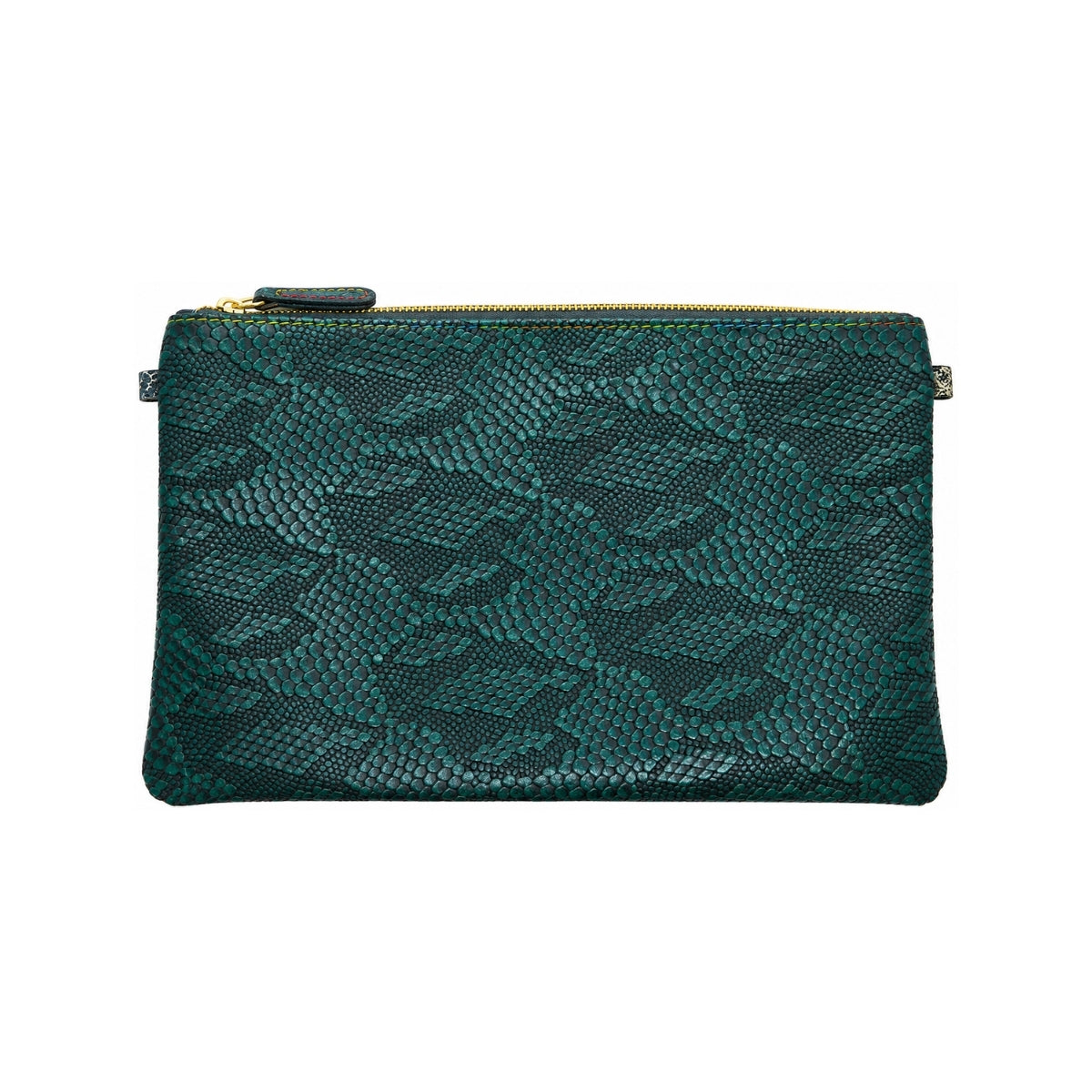 Brown Emerald Snake Print Pouch