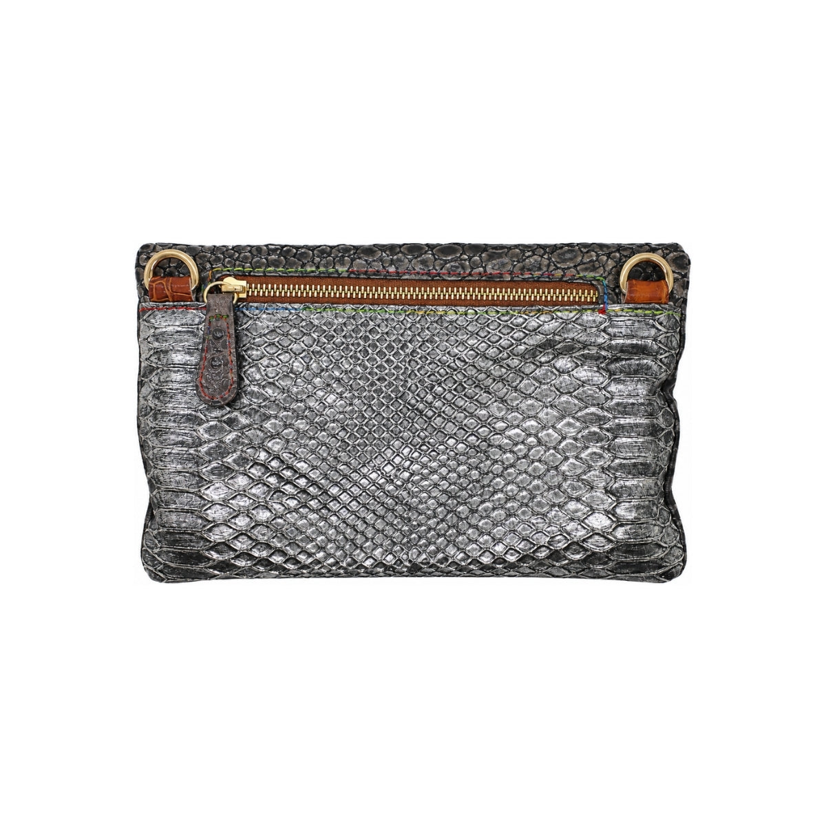Brown Croc & Tiger Print Minilie Clutch Bag