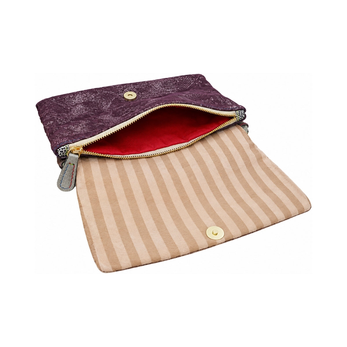 Plum Jacquard Surf & Turf Clutch Bag