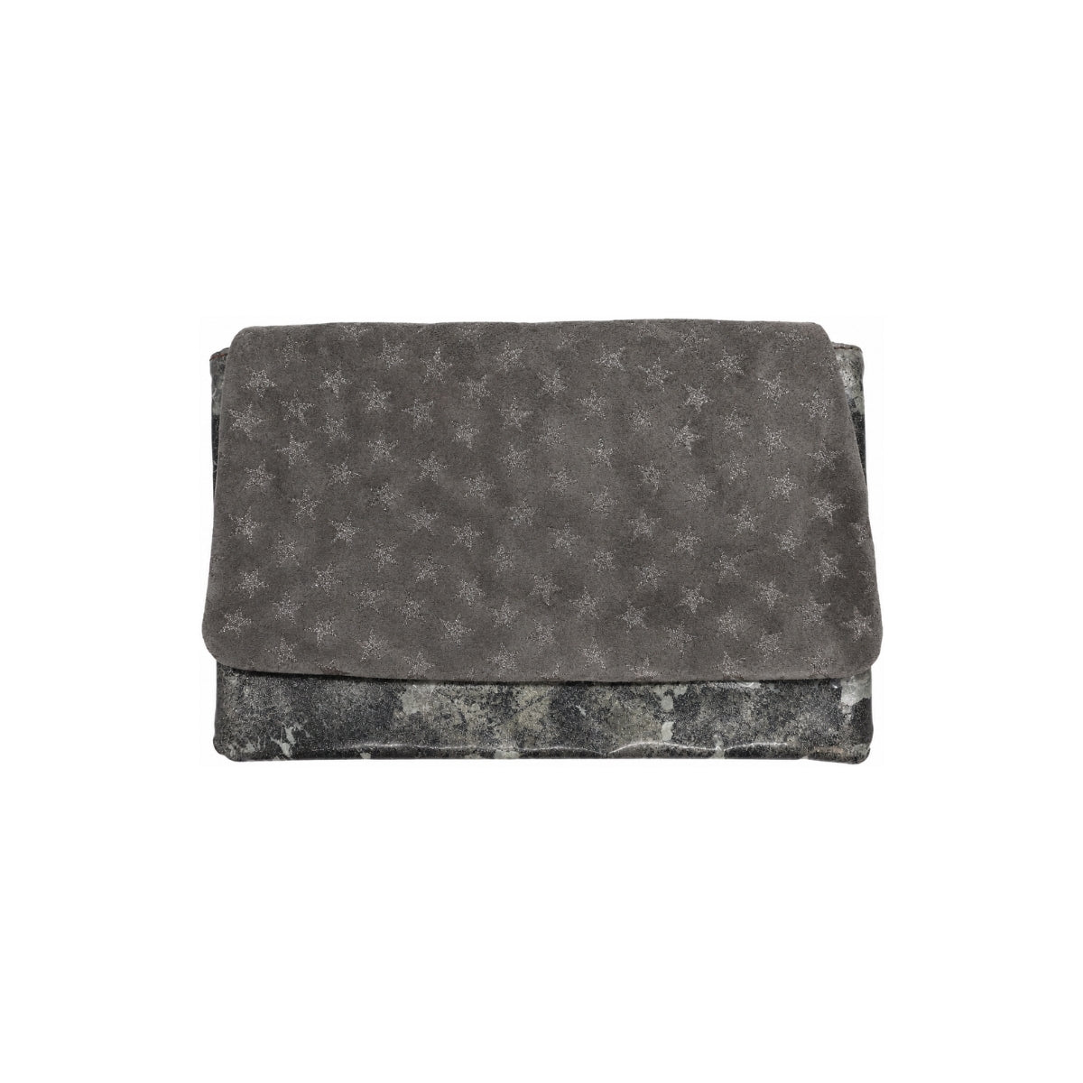 Ebarrito Grey Star Suede Maxi Surf & Turf Leather Clutch Bag