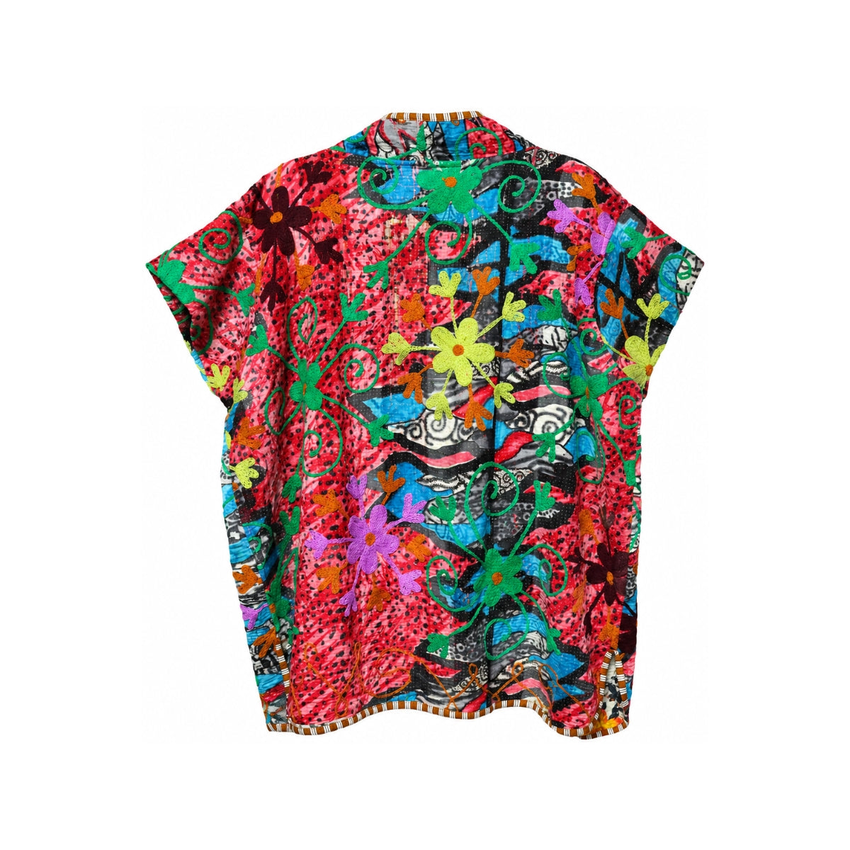 Vintage Floral Quilted Kantha Vest