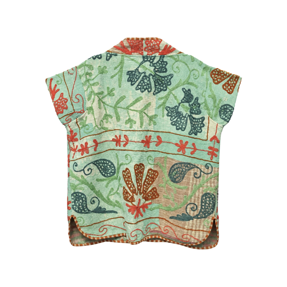 Vintage Floral Quilted Kantha Vest
