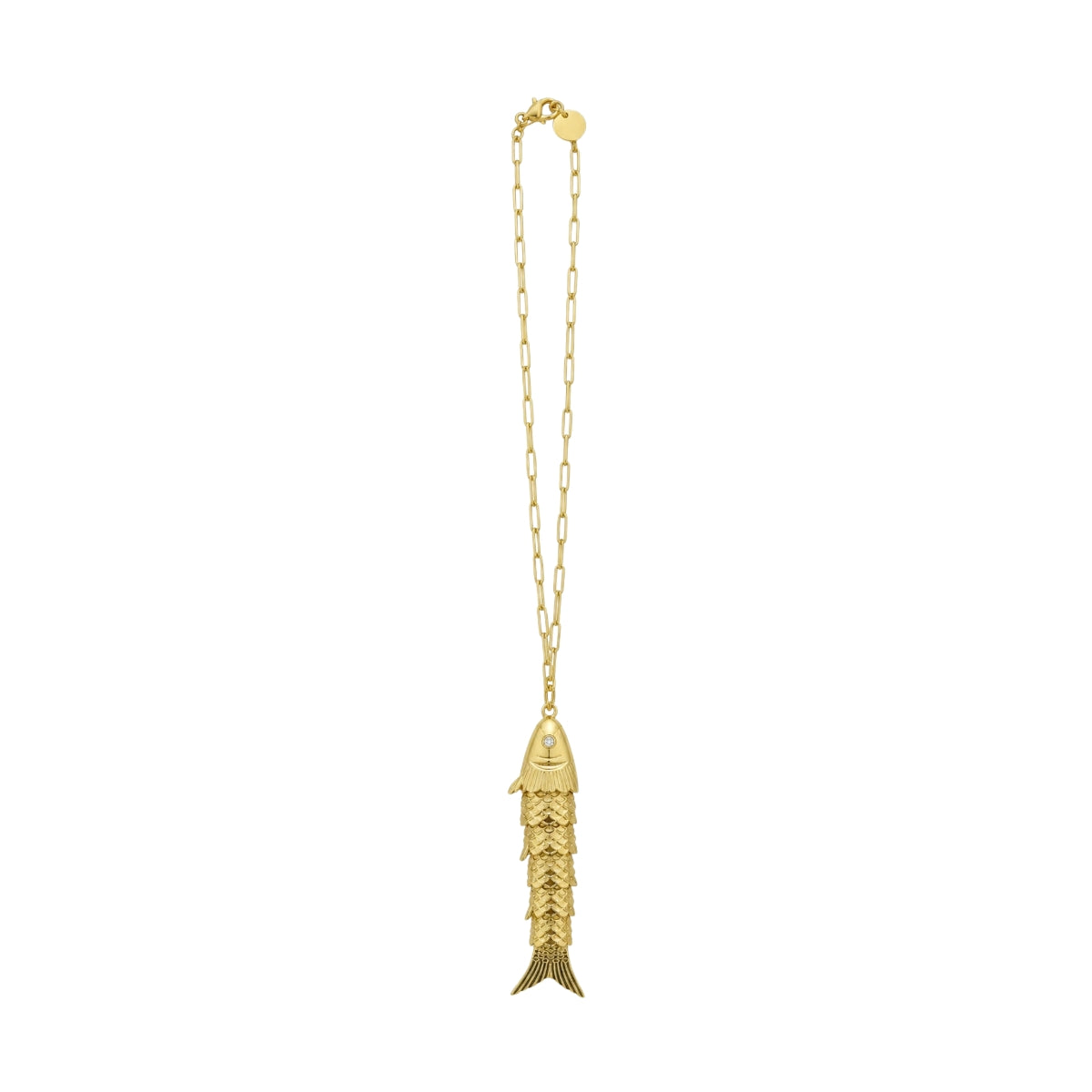 Gold Fish Paperclip Chain Necklace