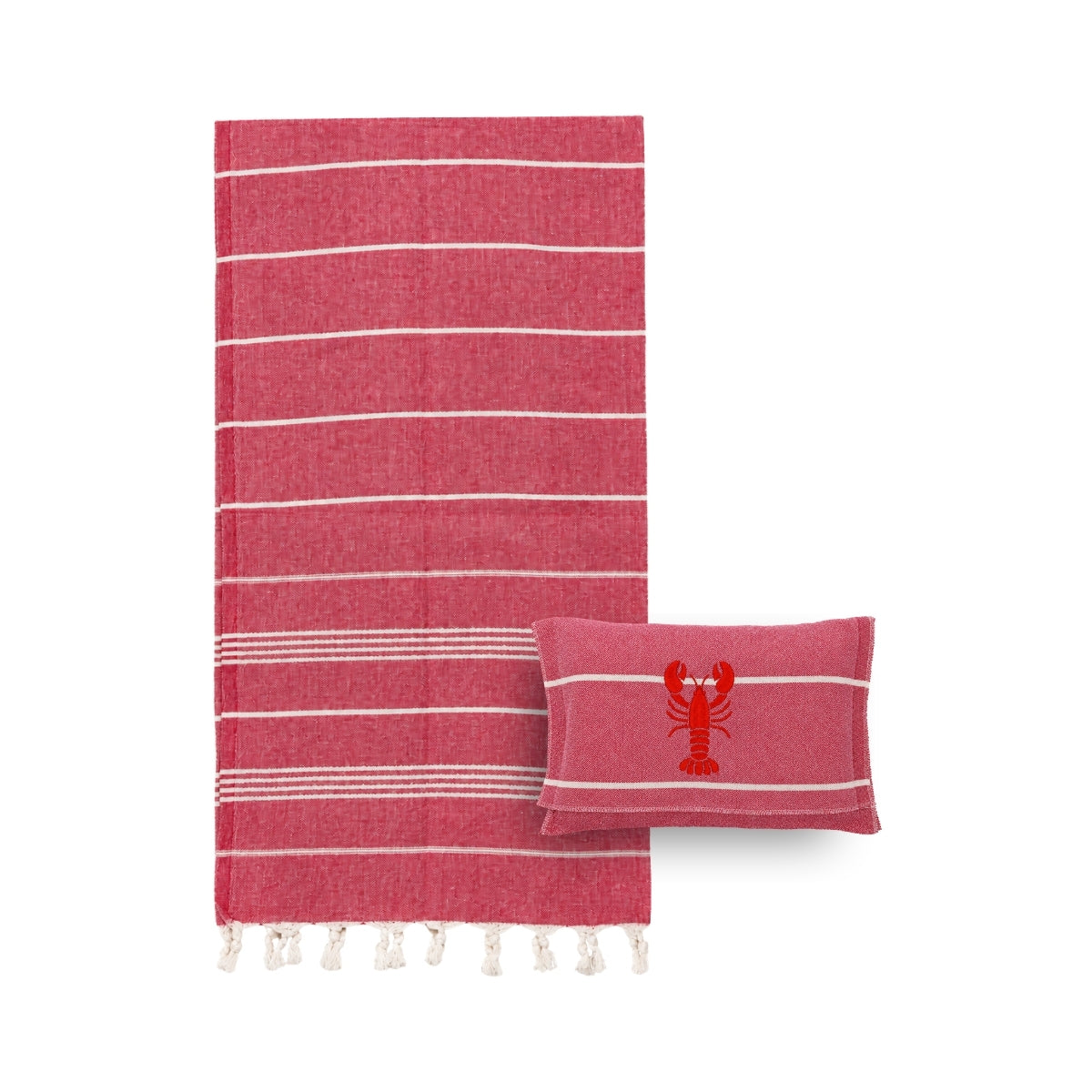 Mellow Pink Towel with Lobster Embroidered Cover | Boom & Mellow