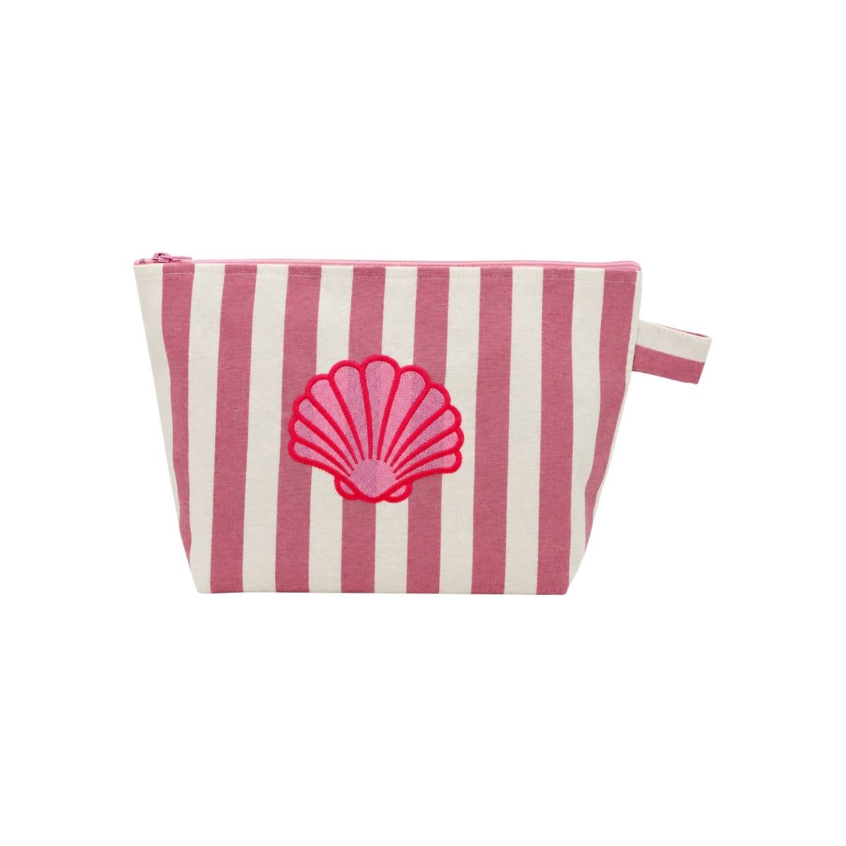 Mellow Pink Striped Seashell Embroidered Pouch | Boom & Mellow