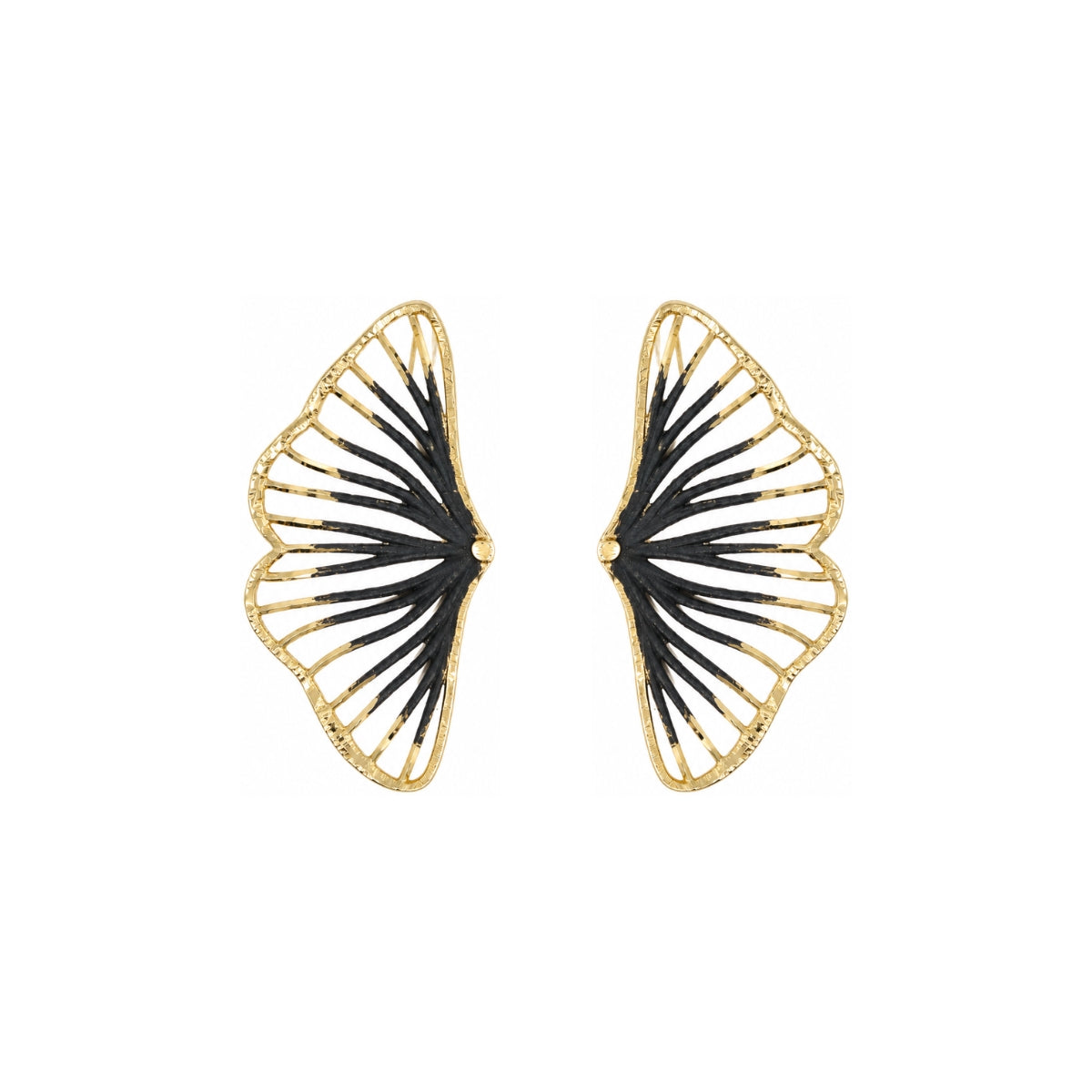 Tina Kotsoni Ginkgo Leaf Earrings with Black Enamel | Boom & Mellow