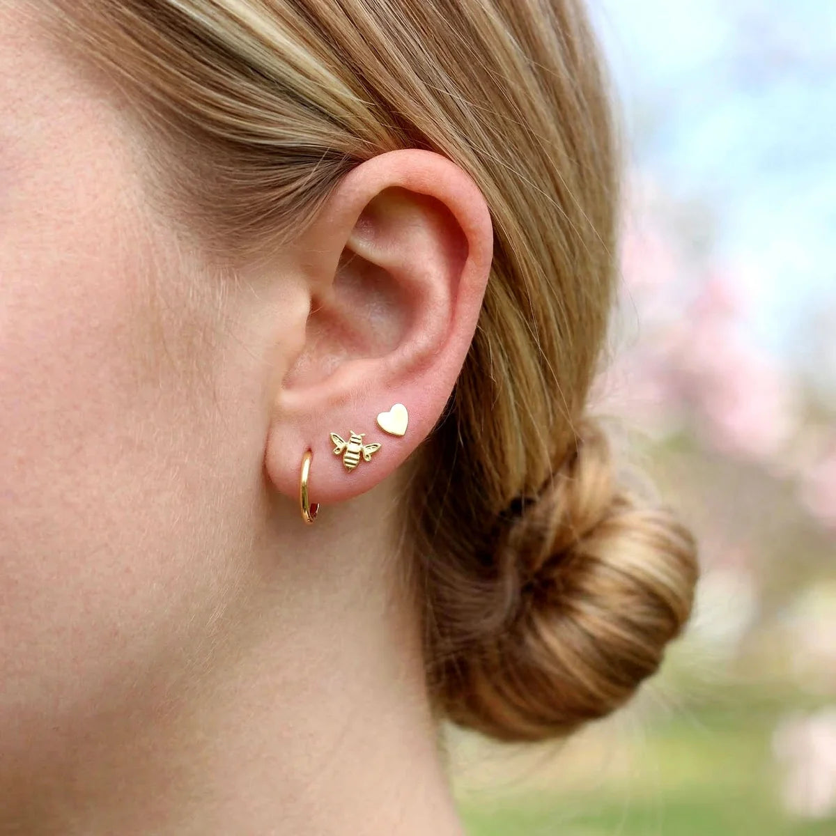Silver Bumble Bee Stud Earrings