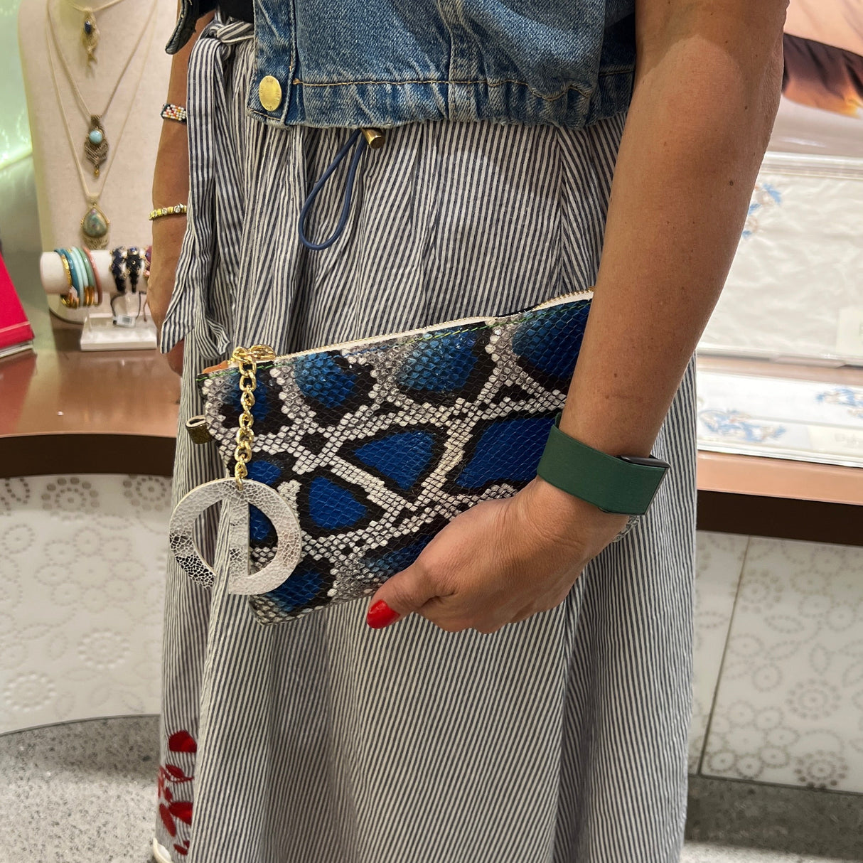 Shiny Metallic Leather Clutch