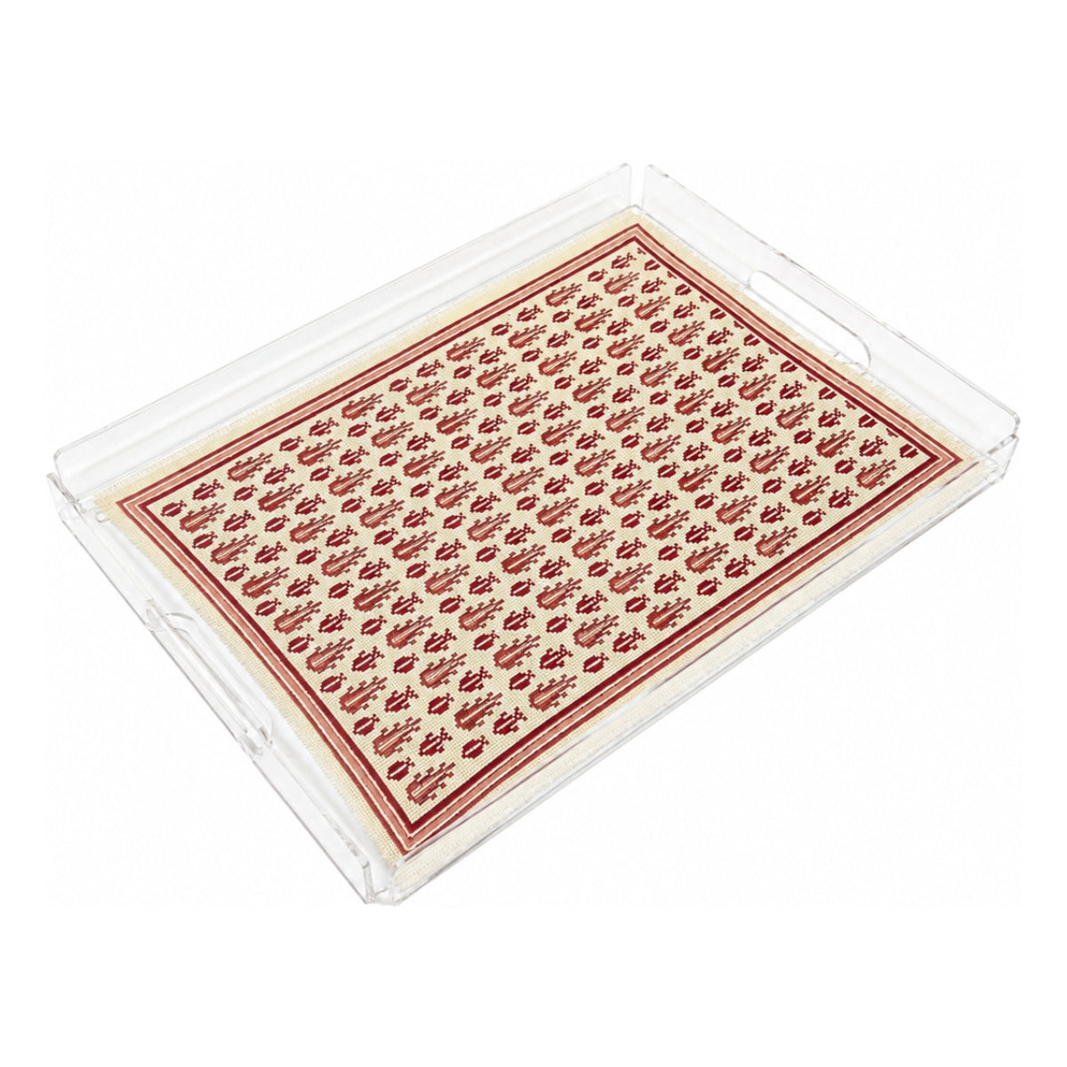 Inaash Fuchsia Cypress of Palestine Large Rectangle Plexi Tray in white background