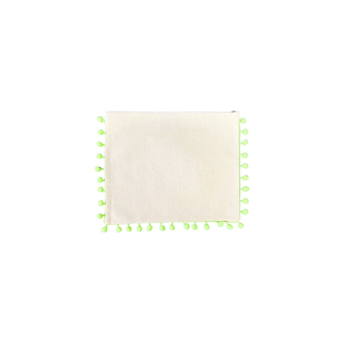 Mellow Canvas Neon Green Pom Pom Pouch with Embroidered Sunkissed