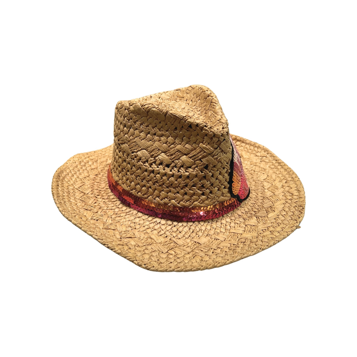 Moov In Style Lips Embellished Vibrant Straw Hat Left Side View