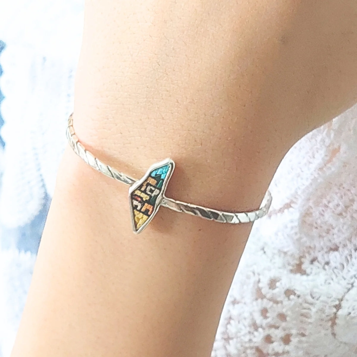 Galassia Jewellery Map of Palestine Old City Micro Mosaic Cuff Bracelet