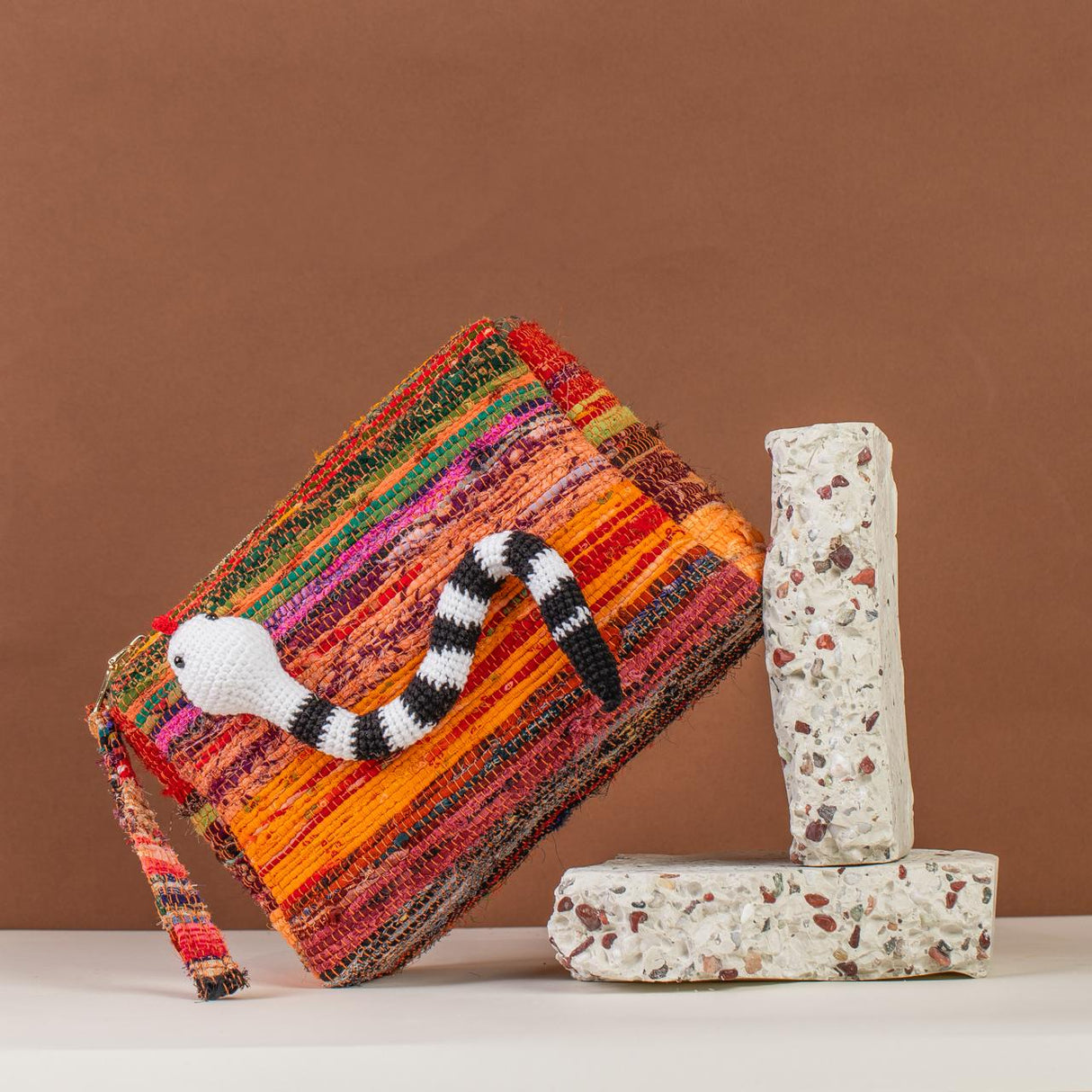 Basma Collection Sand Snake Multicolor Woven Pouch Online for Women | Free 3-Hour Delivery in Dubai | Boom & Mellow UAE