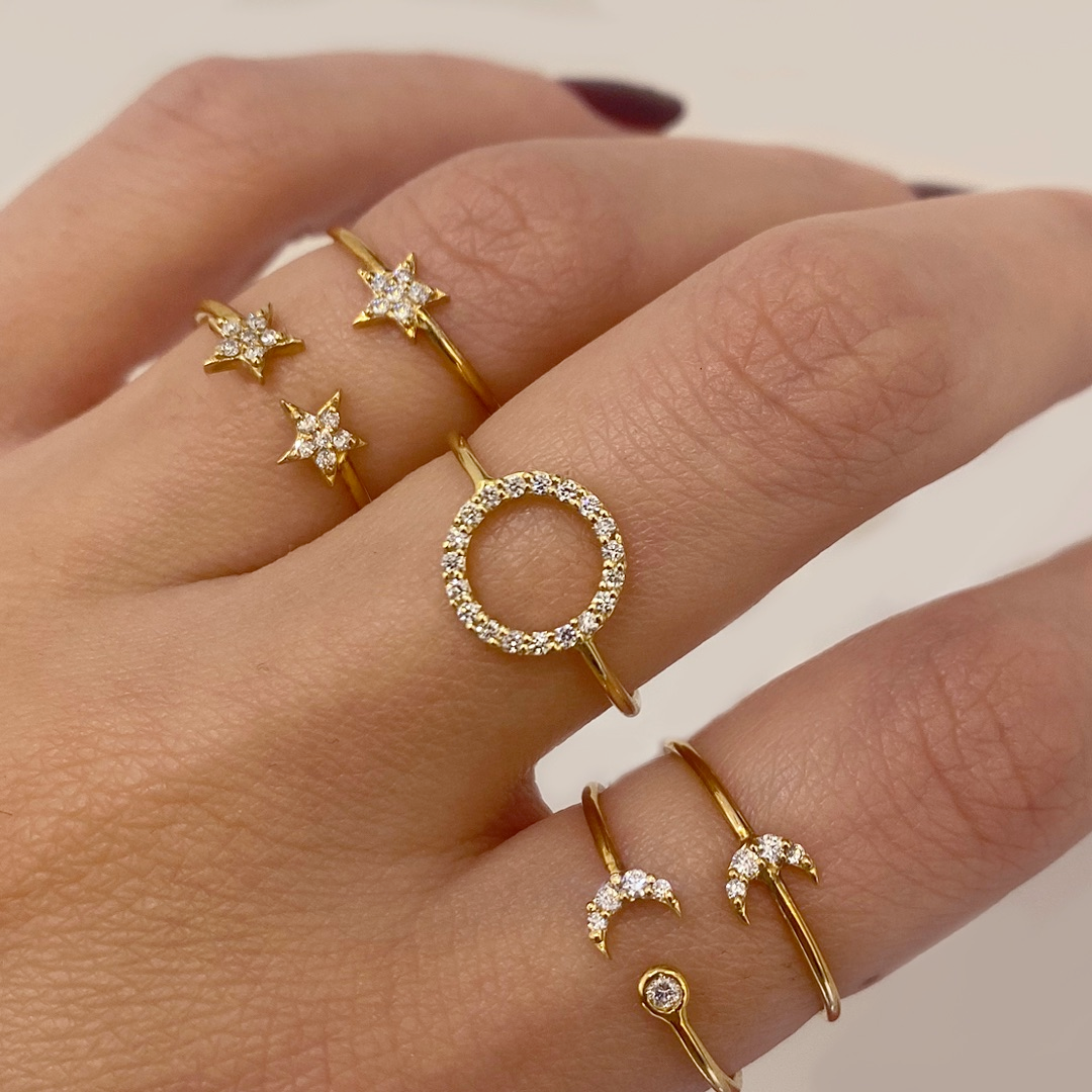 Alexa Jewelry 18k Gold Crescent Moon Ring