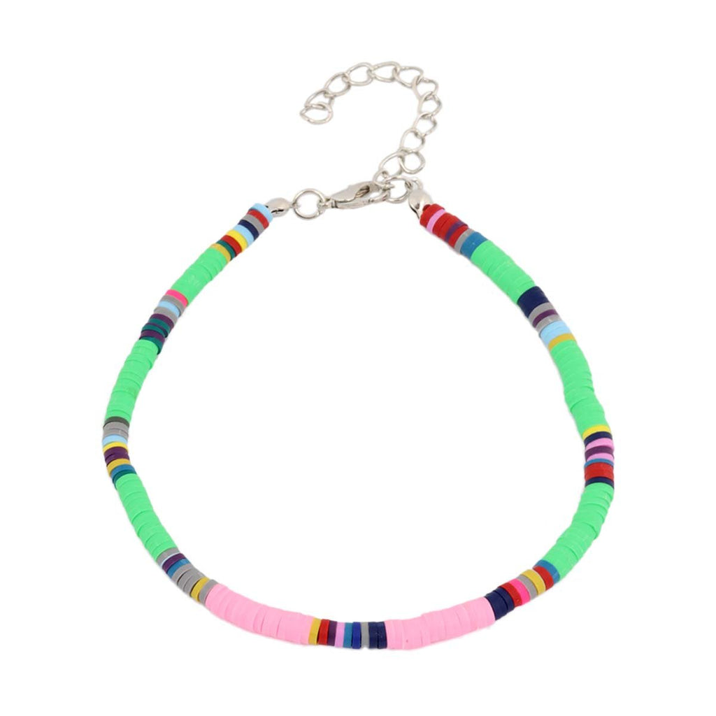 Open Heart Green Clay Disc Anklet | Boom & Mellow