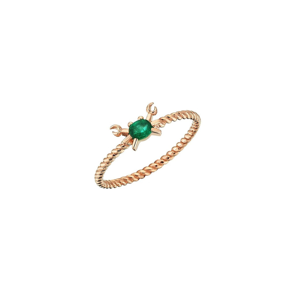 Kismet by Milka Claudia Crab Ring with Emerald | Boom & Mellow