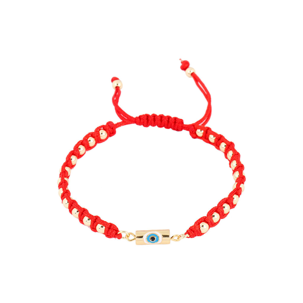 You & Eye Evil Eye Gold Beads Red Rope Bracelet | Boom & Mellow