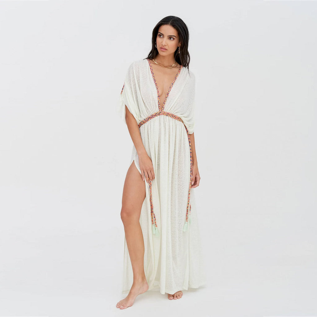 Pitusa Soft Mint Tulum Braided Sleeve Dress | Boom & Mellow