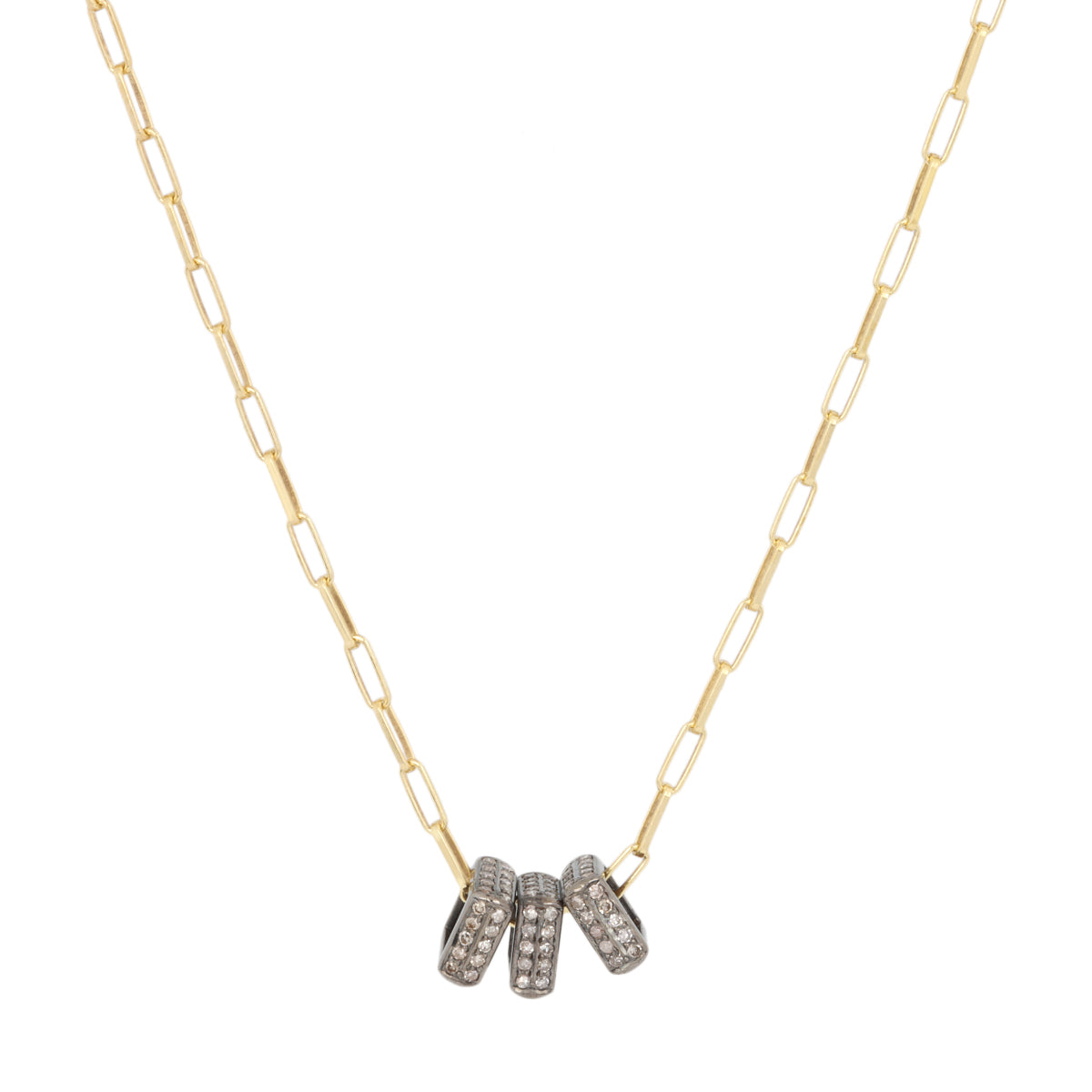Buy Nathan & Moe 16in Pave Trio Square Rondelle Necklace Online for Women | Free 3-Hour Delivery in Dubai | Boom & Mellow UAE